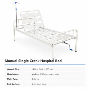 Letto Ospedaliero Moderno in Acciaio Inossidabile con Doppia Manovella, Sezioni Regolabili per Schiena e Gambe, con Asta <span class=keywords><strong>Portaflebo</strong></span> per Case di Cura e Assistenza ai Pazienti - Product Image 6