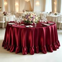 Nappe ronde élégante en satin à volants pour mariage, banquet, hôtel, événement, taille personnalisée, décoration de table
