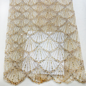 Tela de Encaje con Cuentas de Fábrica, Telas de Encaje de Lujo y Tela de Lentejuelas para Vestido de Novia de Mujer, Tul Nupcial con Lentejuelas y Cuentas - Product Image 3