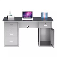 Bureau d'étude de bureau étanche épaissi bureau d'ordinateur en acier inoxydable 304 avec tiroirs matériau métallique