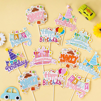 Niedliche Bunte Cartoon-Süßigkeiten Kuchendekoration Topper Happy Birthday Geschenkbox Ballon Partyhut Kinder HB Einlage Made in China