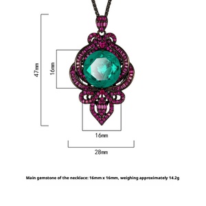 High Quality Eco-friendly Copper Cubic Zirconia Black Gold Plated Pendant Jewelry Woman Personalize Necklace for Daily Wear - Product Image 2