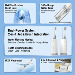 Brosse électrique et irrigateur buccal 2 en 1 portable <span class=keywords><strong>avec</strong></span> 5 modes de charge Type-C, étanche IPX7, <span class=keywords><strong>appareil</strong></span> de nettoyage <span class=keywords><strong>des</strong></span> <span class=keywords><strong>dents</strong></span> pour les voyages - Product Image 4