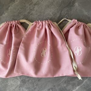Sac à Cordon en Toile de Coton et Lin Personnalisé pour Cadeau, Sac à Maquillage Anti-Poussière Rose, Sac en Coton à Cordon pour Chaussures et Voyage - Product Image 2