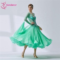 B-19527 Yundance Nouvelle tenue de danse de salon moderne de norme nationale, robe de danse de salon avec plis en soie perlée