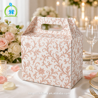 Boîte cadeau de luxe à motif floral arabesque, entièrement enveloppée, avec logo personnalisé, estampage à chaud doré, élégante boîte à poignée pour mariage, Ramadan, Eid Mubarak