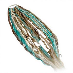 Queue de cheval élastique instantanée 22 pouces, extension de cheveux tressée à la main style bohème avec perles, fixation en une minute pour festival et usage quotidien - Product Image 1