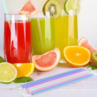Pailles en papier jetables de 21 cm pour Bubble Tea, épaisses, arc-en-ciel, avec emballage individuel, pour les fournitures de bar et de fête