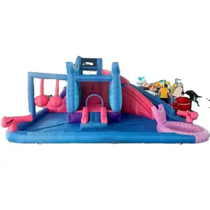 Toboggan aquatique gonflable commercial de toboggan géant bon marché avec piscine