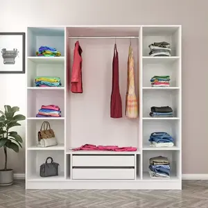 Modern Design Unique Lovely Looks High Quality Wooden 4 Door Wardrobe With Drawers And Mirror For Bedroom
