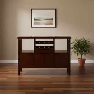 Aparador Diego con Estante para Vinos, Madera Maciza de Caoba, Diseño Moderno, Mueble para el Hogar - Product Image 2