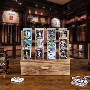 Wooden Sports Card Display Rack 4 Layers <b>Desktop</b> Storage For Football Basketball Cards Collection Stand - Product Image 1
