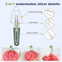 3-in-1 Watermeloen Snijder & Snijgereedschap Set, Inclusief Kerstboomvormige Snijder en Meloenballetjeslepel, Fruit Snijgereedschap