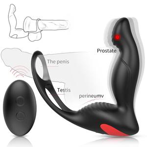 S-Hande prostatico massaggiatore tripla 3 in 1 funzioni potente vibrazione anello del cazzo vibratore uomini sesso anale giocattoli - Product Image 1