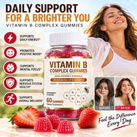 Gummies de Vitamines B Complexes Naturelles Premium en Gros (OEM/ODM) – B1, B2, B3, B5, B6, B12 – Énergie, Humeur, Concentration, Saveur Fraise – Santé – 60 unités
