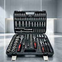 Ensemble d'outils de mécanicien professionnel de 108 pièces, jeu de clés à douilles en acier au chrome-vanadium pour la réparation automobile, boîte à outils manuelle robuste