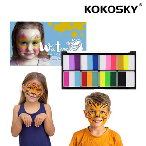 Peinture de maquillage professionnelle imperméable et non toxique de 42 couleurs avec pinceaux et éponges pour le visage et les fournitures d'art corporel pour enfants - Product Image 1