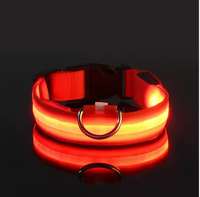 Collier de chien réglable en nylon avec lumières LED, laisse pour animaux de compagnie en polyester durable pour l'entraînement nocturne, fluorescent, lumineux, clignotant pour la sécurité des poils