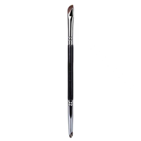 Pinceau de maquillage individuel personnalisé à marque privée, à tête plate angulaire, en poils synthétiques, avec manche en bois, pour sourcils, eye-liner et fard à paupières