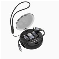 Nouvelle boîte de rangement rétractable 6-en-1 60W pour câble de charge rapide avec support de téléphone, étui personnalisé avec logo, organisateur d'adaptateur de voyage portable