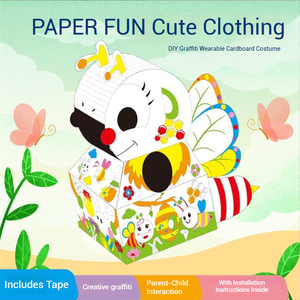 <span class=keywords><strong>Costume</strong></span> portable d'abeille pour enfants, bricolage, coloriage 3D, papier ondulé, jouet assemblé - Product Image 1