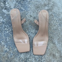 Mules à talons hauts à lanières style français pour femme, été 2026, couleur unie, bout carré transparent, rehaussantes, pour l'extérieur
