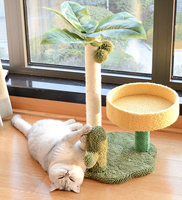 Poteau à gratter mignon de cactus de cocotier simulé avec plate-forme et nid grand espace