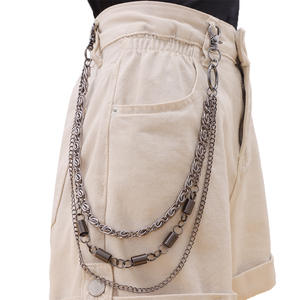 Chaîne de taille style Hip Hop, noir canon, multicouche, en alliage de zinc, unisexe, chaîne de corps tendance pour usage quotidien - Product Image 1