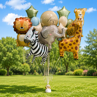 Ensemble de ballons en feuille d'aluminium BLN Animaux de la forêt - Jungle, Forêt, Ours, Renard, Cerf, Hérisson, Raton laveur, Tigre, Lion - Ballons Mylar pour la décoration de fêtes d'enfants
