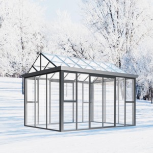 Gazebo Bioclimatico con Tetto in <span class=keywords><strong>Vetro</strong></span> Temperato e Lega di Alluminio ad Alta Resistenza, Porte Scorrevoli in <span class=keywords><strong>Vetro</strong></span>, Pergola da Patio, Veranda Solare - Product Image 4