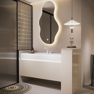 Mueble de Baño Moderno <span class=keywords><strong>Minimalista</strong></span> con Espejo Inteligente y Gabinete de Madera Sólida - Product Image 5