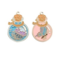 Bouteille de souhaits Papillon Méduse Crabe Pendentif breloque pour la fabrication de bijoux Collier d'animaux en émail Porte-clés Boucle d'oreille Accessoires