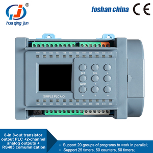 Huaqingjun 8-in 8-out Transistor đầu ra PLC Analog Kết quả đầu ra 0-20ma 4-20mA <span class=keywords><strong>RS485</strong></span> modbus PLC điều khiển cho VFD - Product Image 3