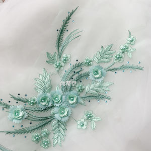 DELACE coloré médaillon appliqué avec perles broderie florale dentelle robe de mariée accessoires - Product Image 4