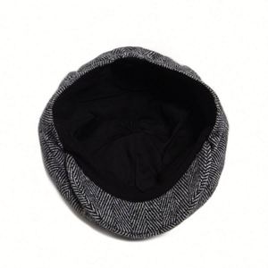 หมวกทรงนิวส์บอยลายก้างปลาสไตล์วินเทจสำหรับผู้ชาย ฤดูใบไม้ผลิ/ฤดูใบไม้ร่วง ปี 2025 เหมาะสำหรับกิจกรรมกลางแจ้ง อุ่นสบาย ทันสมัย สำหรับผู้สูงอายุ - Product Image 3