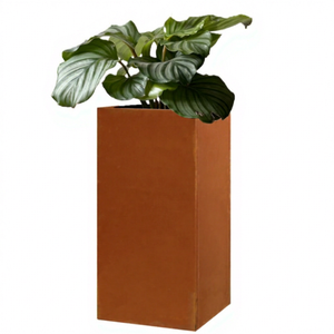 Custom Eco-Friendly Outdoor Corten Steel <b>Square</b> Planter 350x350x760mm Divider Weather-Resistant Metal Flower Pot Floor Europe - Product Image 1