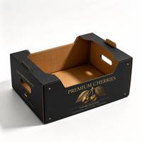 Boîte cadeau en carton ondulé noir et or personnalisée pour fruits frais, emballage de luxe pour présentation