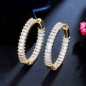 HIBRIDE Color oro blanco CZ pendiente de aro grande europeo para Mujer Accesorios chica pendiente criollos D Oreilles Femme - Product Image 2