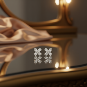 Orecchini a croce bianchi champagne per donna, gioielli classici da festa in lega con strass di cristallo - Product Image 2