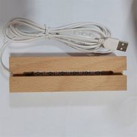 Base de lampe 3D à LED ovale USB, vintage, vente en gros, Double fente, en bois naturel