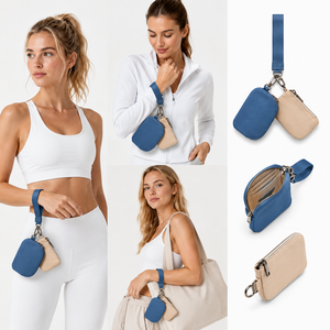 USA Warehouse Lightweight Wristlet <b>Pouch</b> Dual Compartment Keychain Bag Portable Sports Wristlet For Daily Use - Product Image 1
