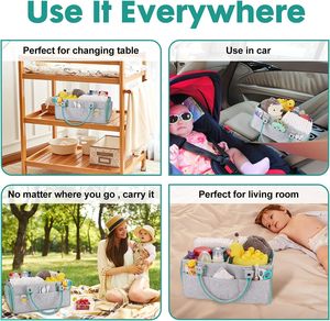 Organisateur de couches pour bébé, panier de rangement pour garçon ou fille, grand bac de rangement pour la crèche, sac de transport portable pour table à langer - Product Image 5