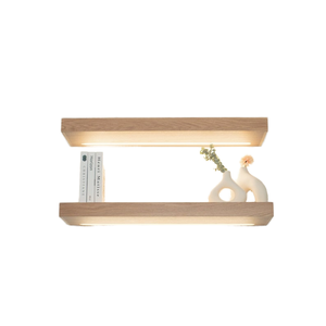 차고 사용을위한 LED 조명이있는 미니멀리스트 현대 가정 장식 단단한 나무 벽 플로팅 선반 - Product Image 1