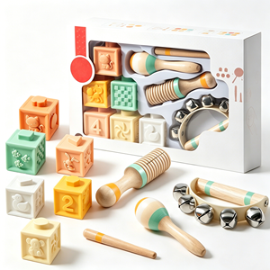 Juego de Instrumentos Musicales de Madera Montessori Orff para Niños, Juguetes de Madera con Sonajero y Maracas, Juego de 10 Piezas - Product Image 1