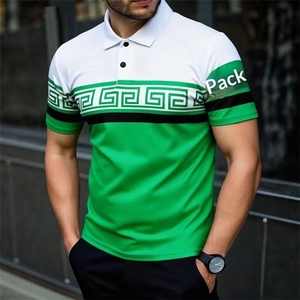 Chemise <span class=keywords><strong>Homme</strong></span> 2026 Nouveau Style Brillant à Manches Longues Géométrique Imprimé Numérique Col V Relevé Coupe Ajustée Style Fin Polyester Bambou - Product Image 3