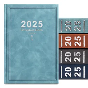 Cuadernos españoles con cubierta de cuero PU 2025 A5, cuadernos de horario personalizables, Cuadernos para notas, libro de plan de gestión del tiempo