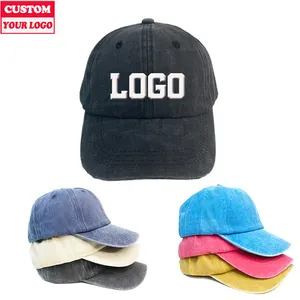 High Quality Customize Print Wash Vintage Cap Acid Wash Distressed Hat With Custom Logo Baseball dad Sport Cap for Men and Women