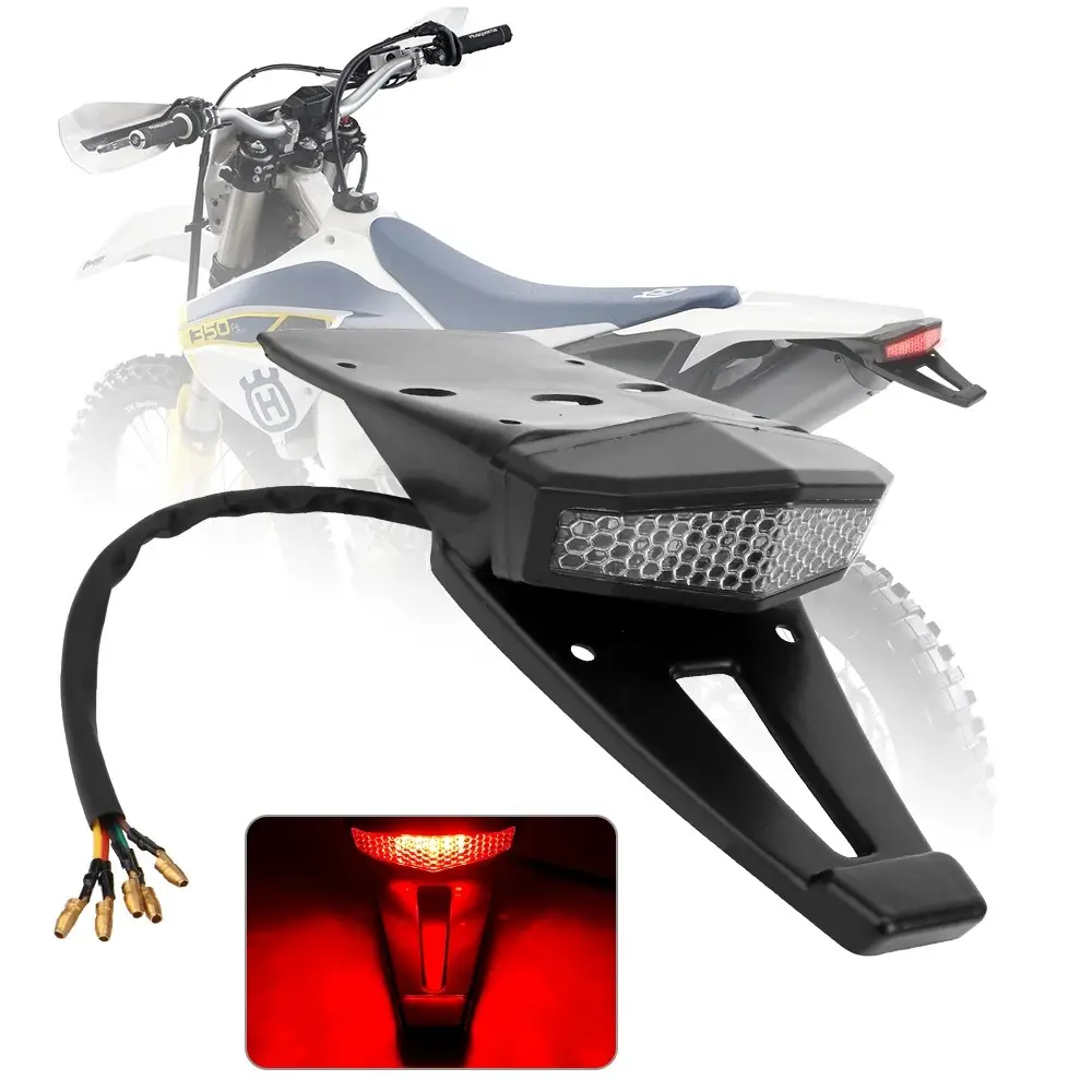Lampu belakang LED ATV sepeda motor Universal, lampu sinyal belakang sepeda motor Trail Bobber Enduro merah/Amber, lampu sinyal belok indikator rem