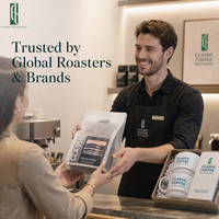 Sacs à café transparents avec valve et fermeture éclair, fond plat, emballages de café mats, pochettes personnalisées imprimées pour grains torréfiés