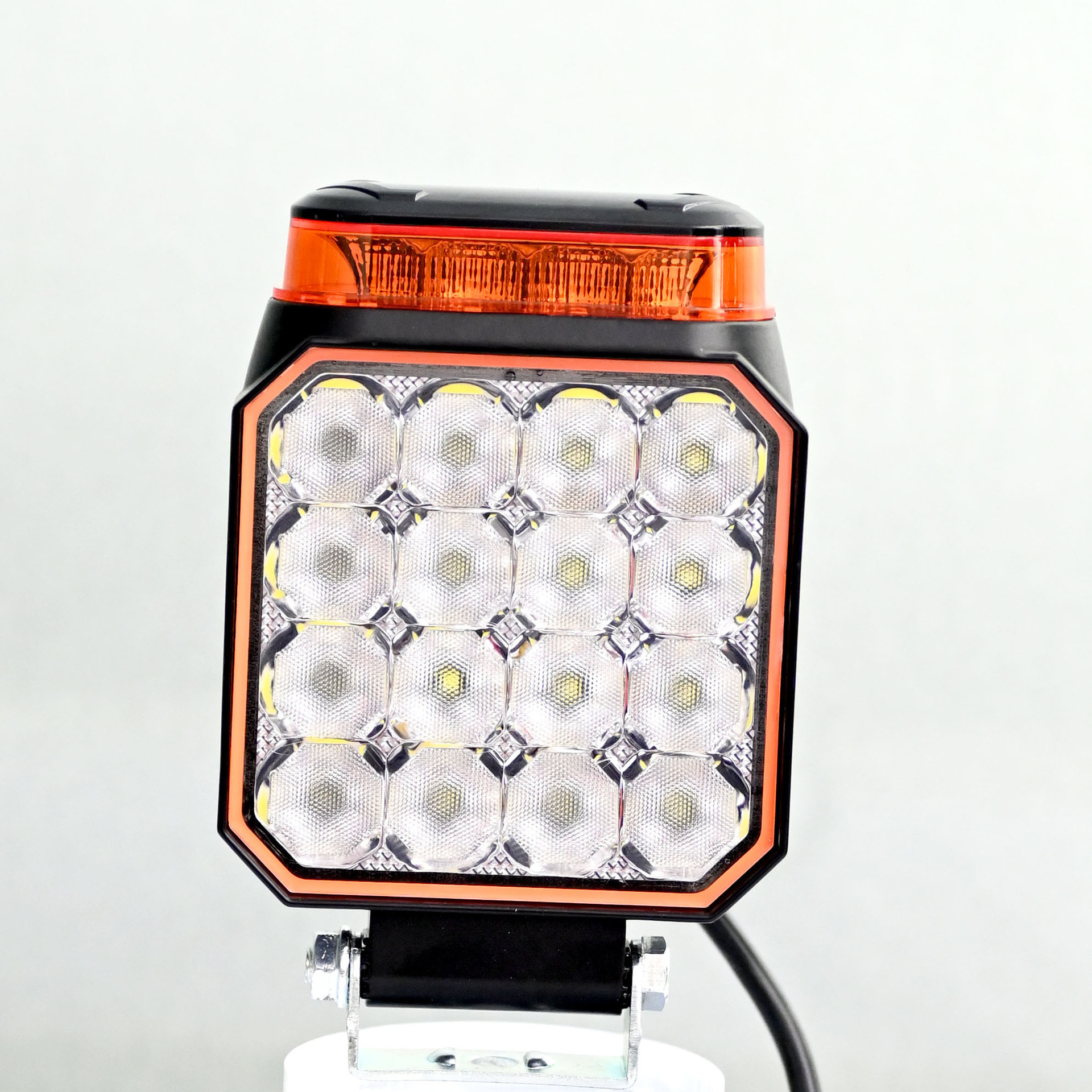 New 4 Inch Two-in-One LED Work Light with Amber Flash Warning Light IP67 Waterproof 5000 Lumens 12V